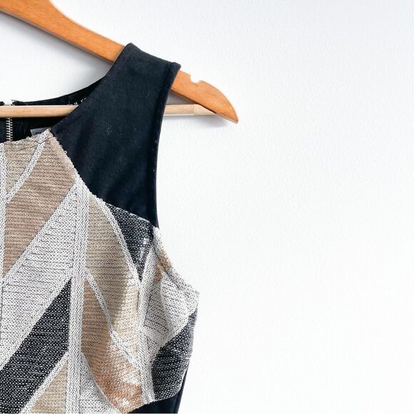 Ruby Rox Dress Black Gold White Sequins Stretch Women's S Back Exposed Zipper - Picture 3 of 10